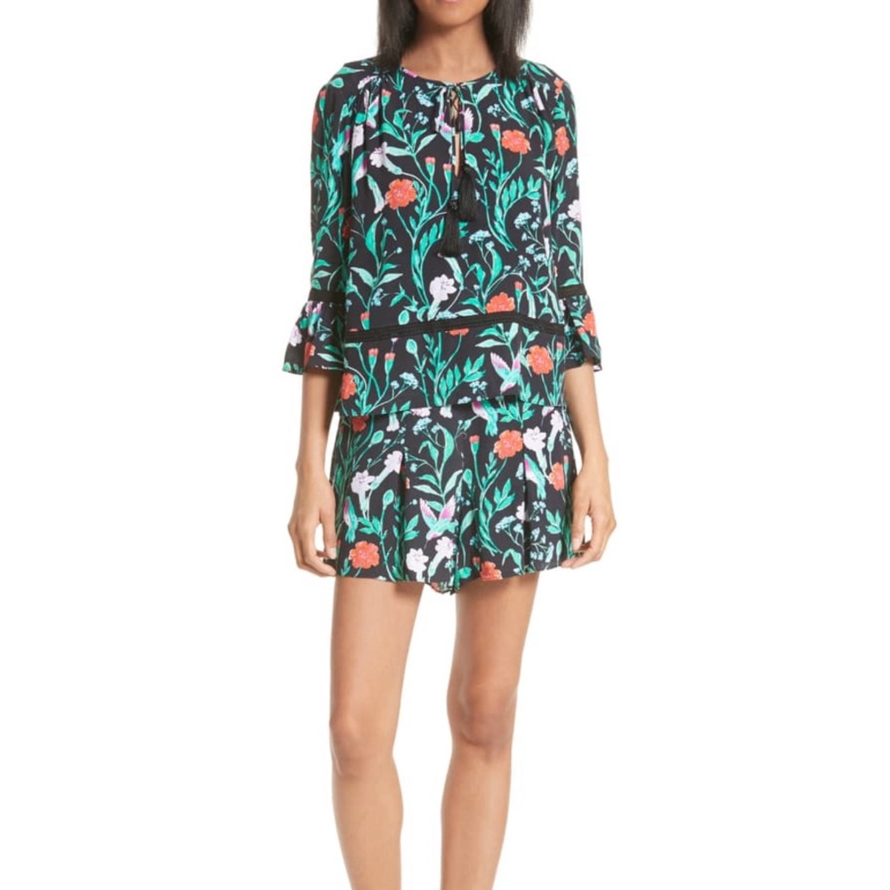 KATE SPADE Floral Jardin Crepe Romper Scenic Route - Picture 1 of 16